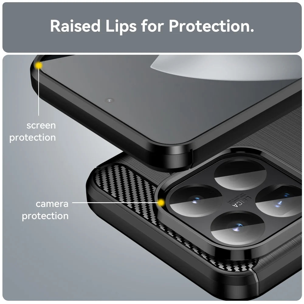WANLONFENG For Xiaomi 15T Pro Case with Screen Film  LS Series Big Lens Hole Brushed Texture TPU Phone Cover - Black - 7