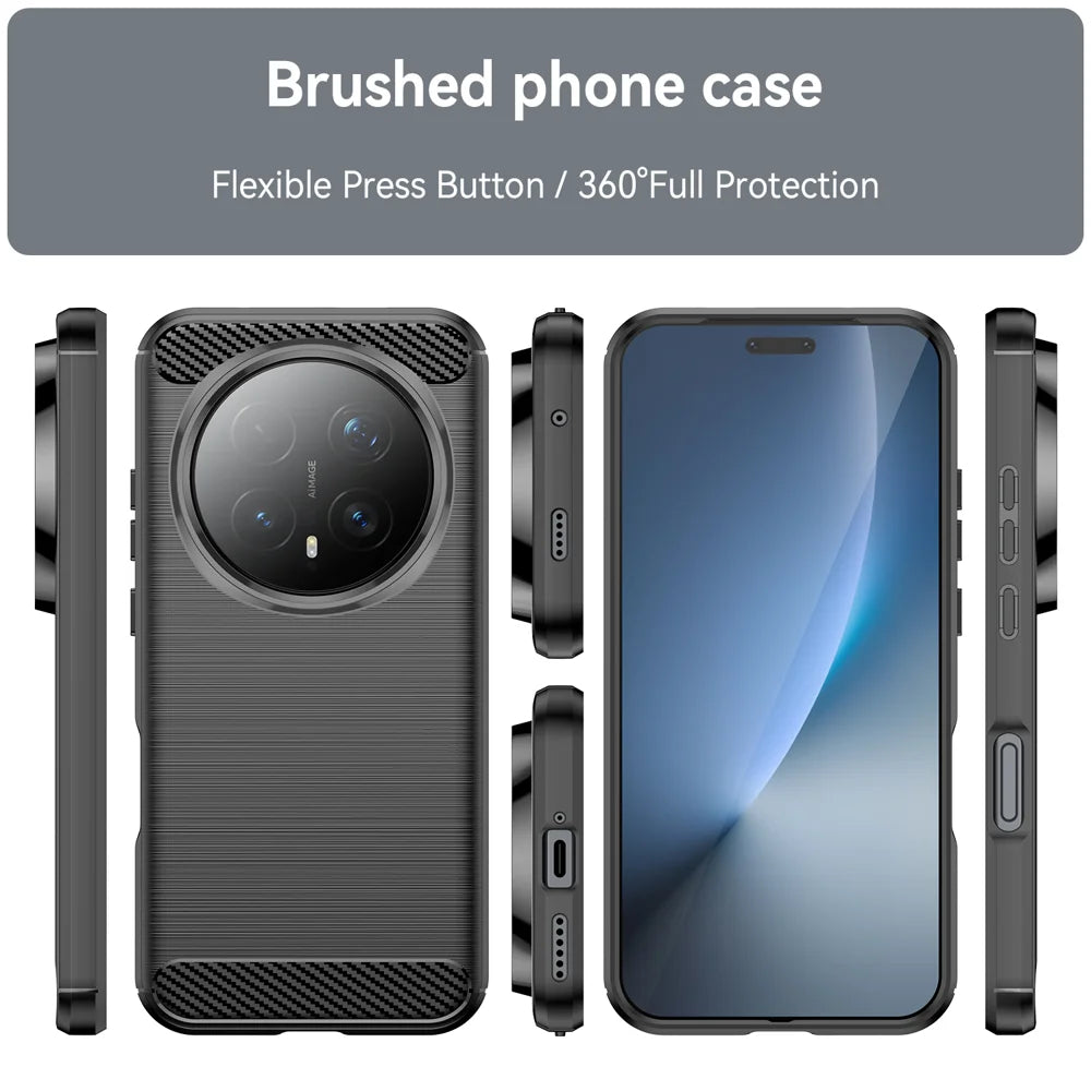 WANLONFENG For Honor Magic8 Pro 5G Case with Screen Film  LS Series Big Lens Hole Brushed Texture TPU Phone Cover - Black - 3