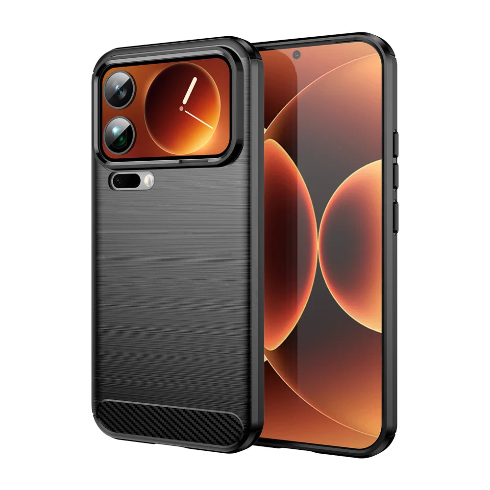 WANLONFENG For Xiaomi 17 Pro Case with Screen Film  LS Series Big Lens Hole Brushed Texture TPU Phone Cover - Black - 2