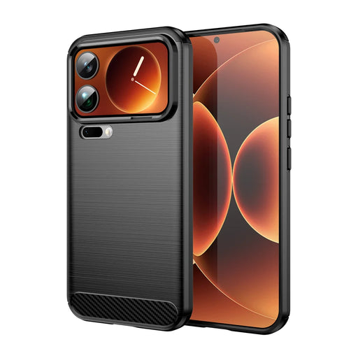 WANLONFENG For Xiaomi 17 Pro Case with Screen Film  LS Series Big Lens Hole Brushed Texture TPU Phone Cover - Black - 2