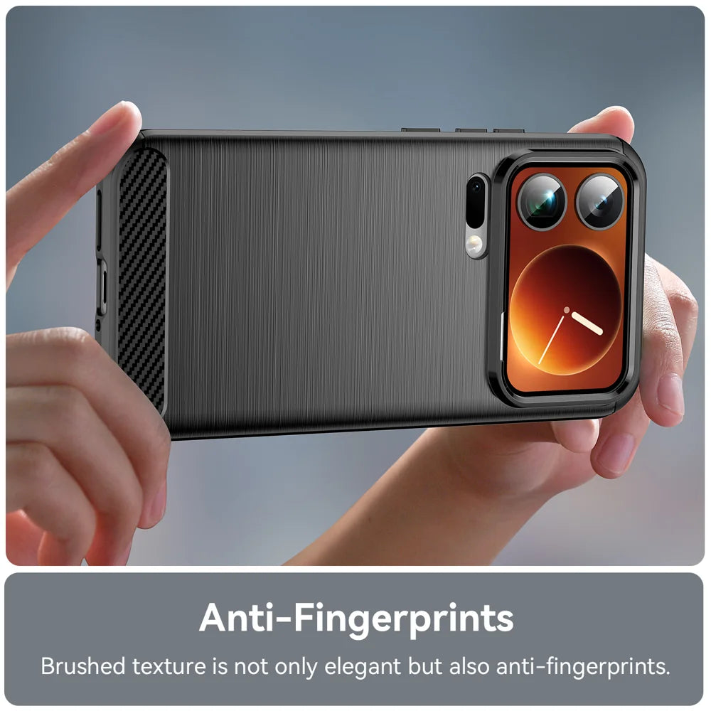 WANLONFENG For Xiaomi 17 Pro Case with Screen Film  LS Series Big Lens Hole Brushed Texture TPU Phone Cover - Black - 6