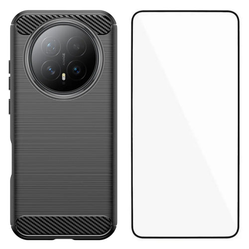 WANLONFENG For Honor Magic8 5G Case with Screen Film  LS Series Big Lens Hole Brushed Texture TPU Phone Cover - Black - 1