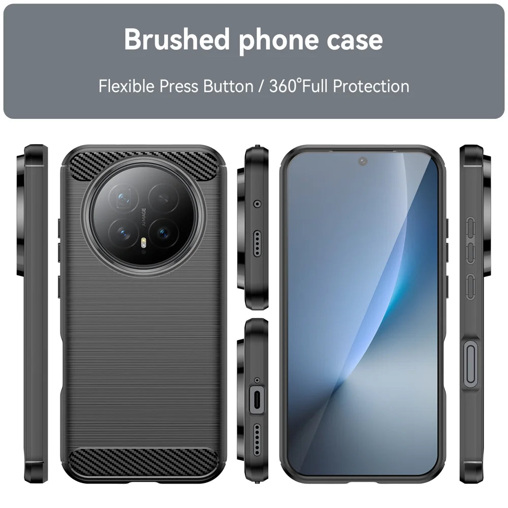 WANLONFENG For Honor Magic8 5G Case with Screen Film  LS Series Big Lens Hole Brushed Texture TPU Phone Cover - Black - 3
