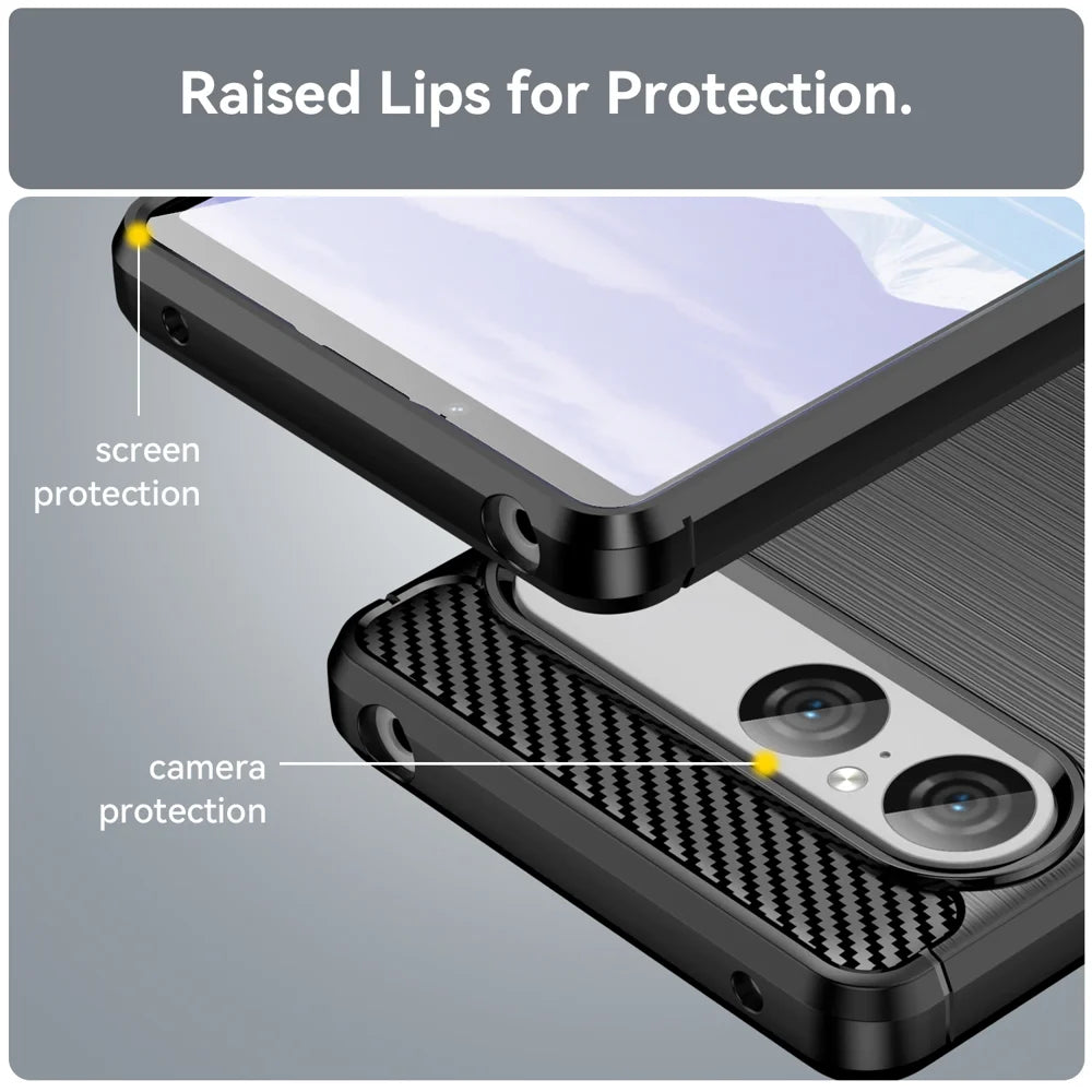 WANLONFENG For Sony Xperia 10 VII Case with Screen Film  LS Series Big Lens Hole Brushed Texture TPU Phone Cover - Black - 7