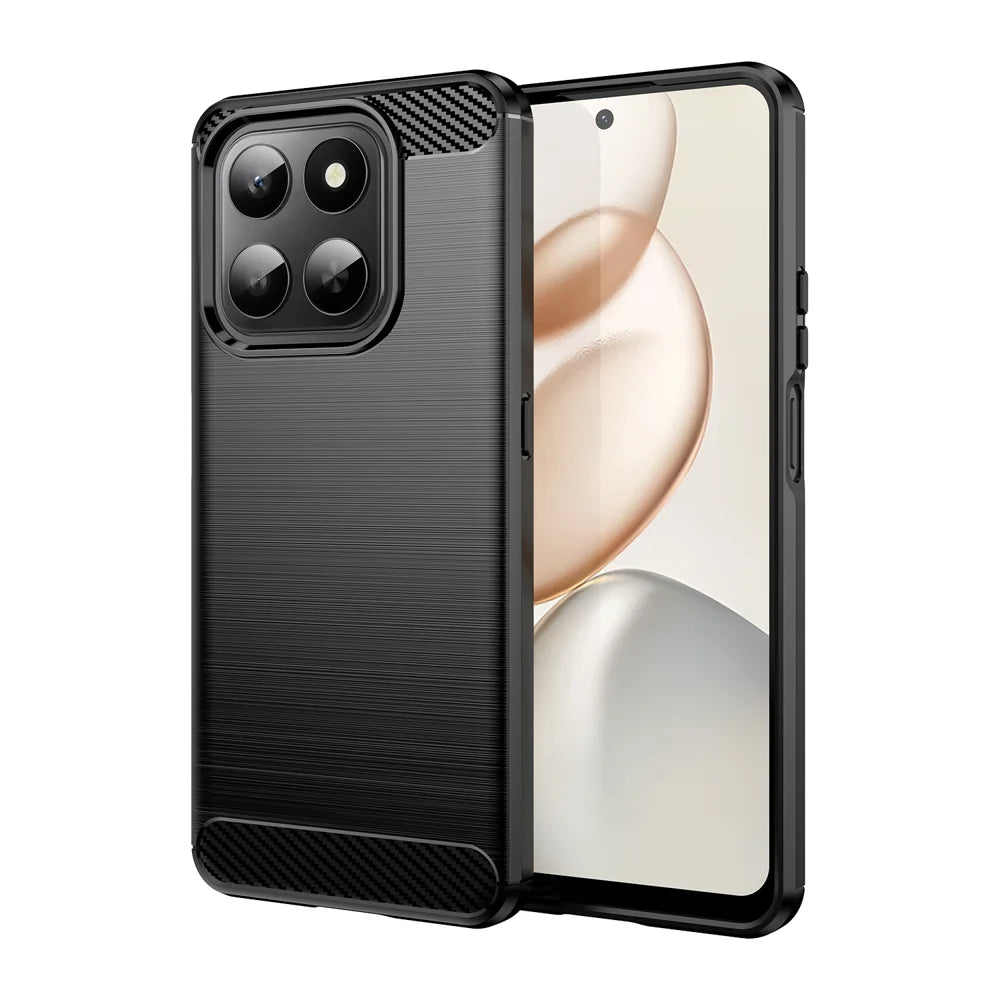 WANLONFENG For Honor 400 Smart 4G / Honor X7d 4G / Honor 400 Smart 5G Case with Screen Film  LS Series Big Lens Hole Brushed Texture TPU Phone Cover - Black - 2