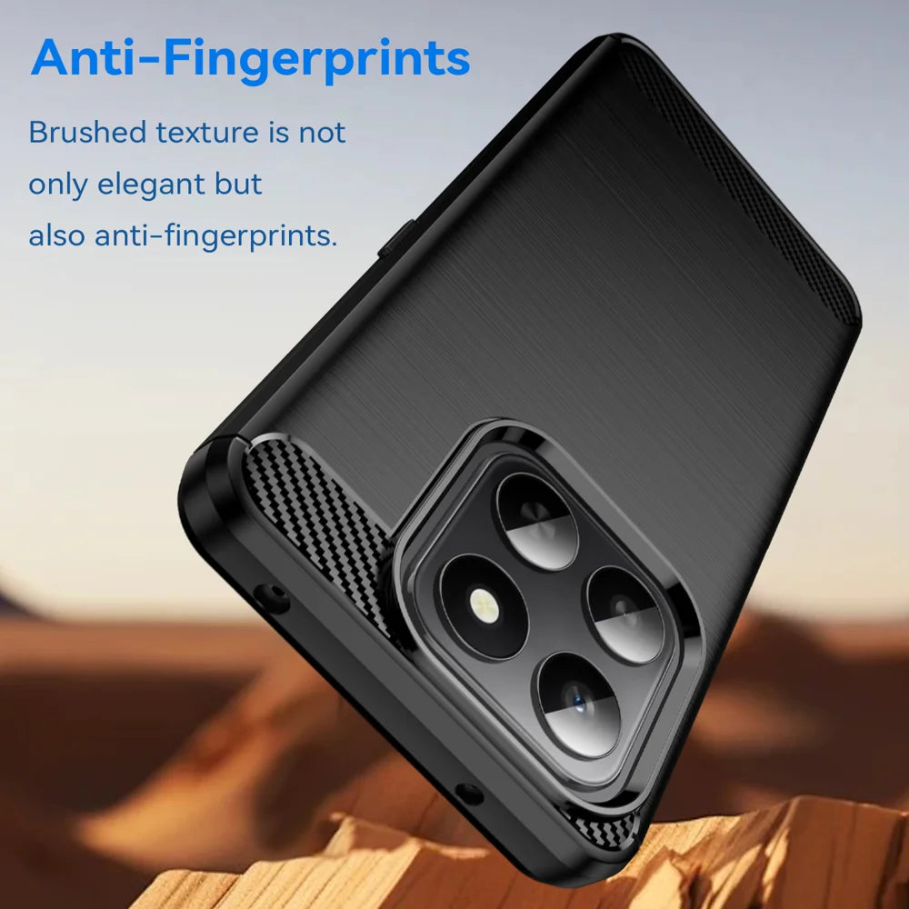 WANLONFENG For Honor 400 Smart 4G / Honor X7d 4G / Honor 400 Smart 5G Case with Screen Film  LS Series Big Lens Hole Brushed Texture TPU Phone Cover - Black - 4