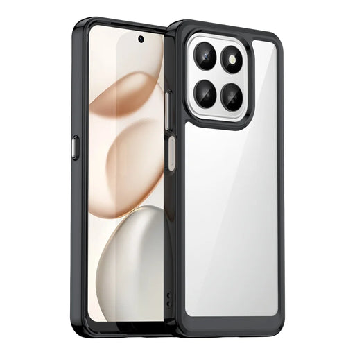 WANLONFENG For Honor 400 Smart 4G / Honor X7d 4G / Honor 400 Smart 5G Phone Case  XC Series TPU Acrylic Cover with Tempered Glass (Big Lens Hole) - Black - 2