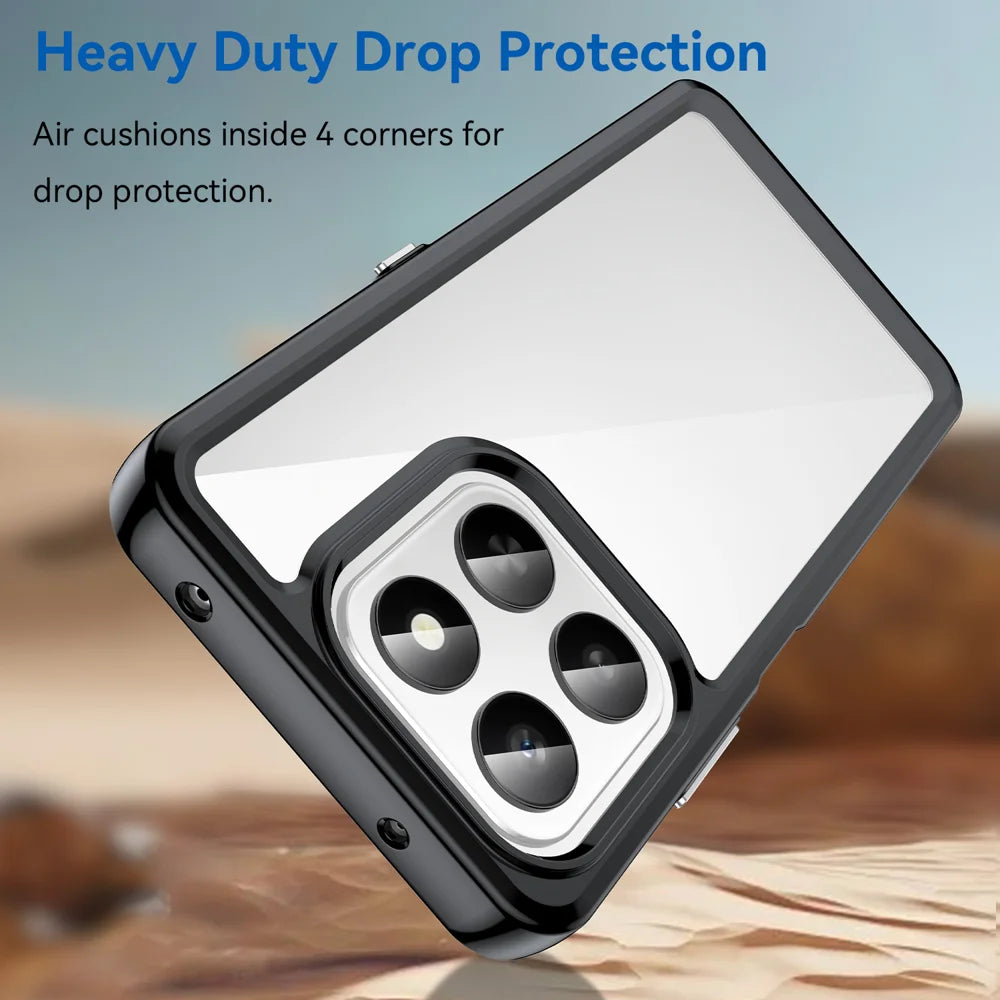WANLONFENG For Honor 400 Smart 4G / Honor X7d 4G / Honor 400 Smart 5G Phone Case  XC Series TPU Acrylic Cover with Tempered Glass (Big Lens Hole) - Black - 4