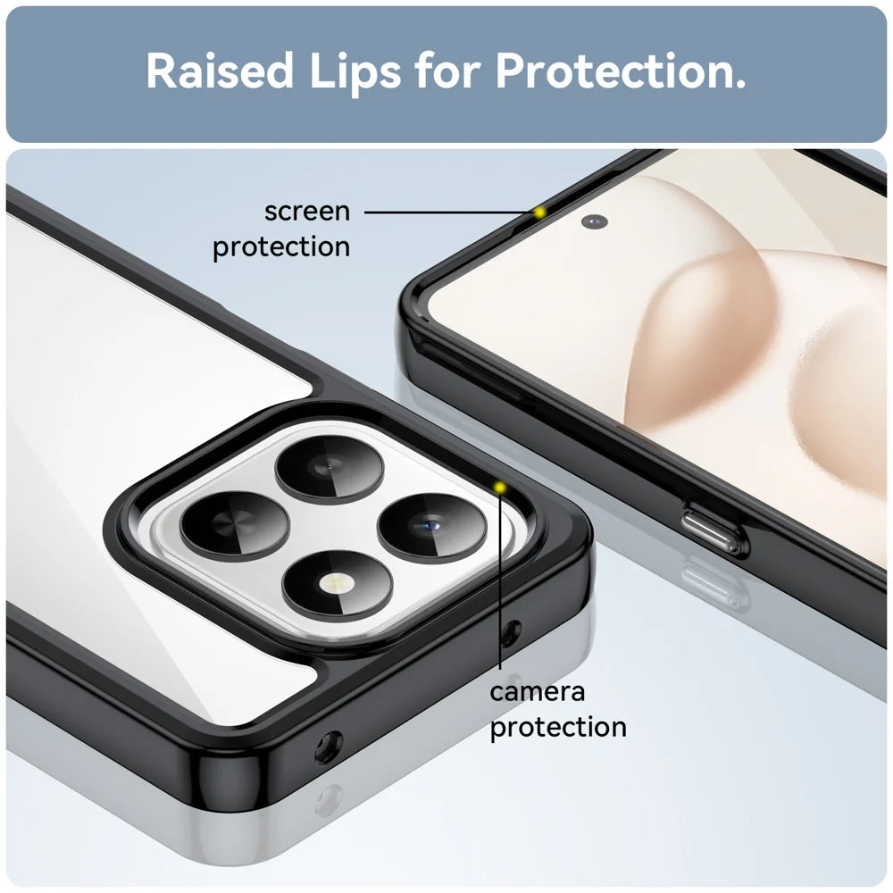 WANLONFENG For Honor 400 Smart 4G / Honor X7d 4G / Honor 400 Smart 5G Phone Case  XC Series TPU Acrylic Cover with Tempered Glass (Big Lens Hole) - Black - 7