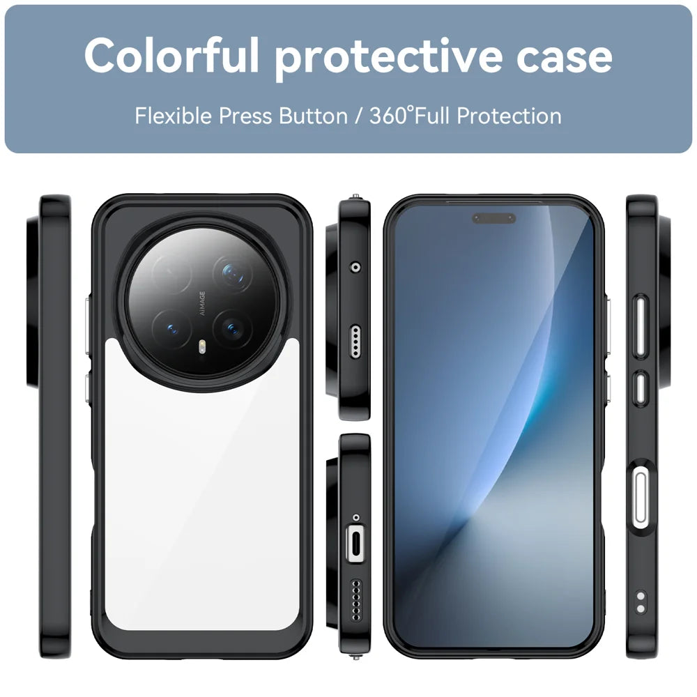 WANLONFENG For Honor Magic8 Pro 5G Phone Case  XC Series TPU Acrylic Cover with Tempered Glass (Big Lens Hole) - Black - 3