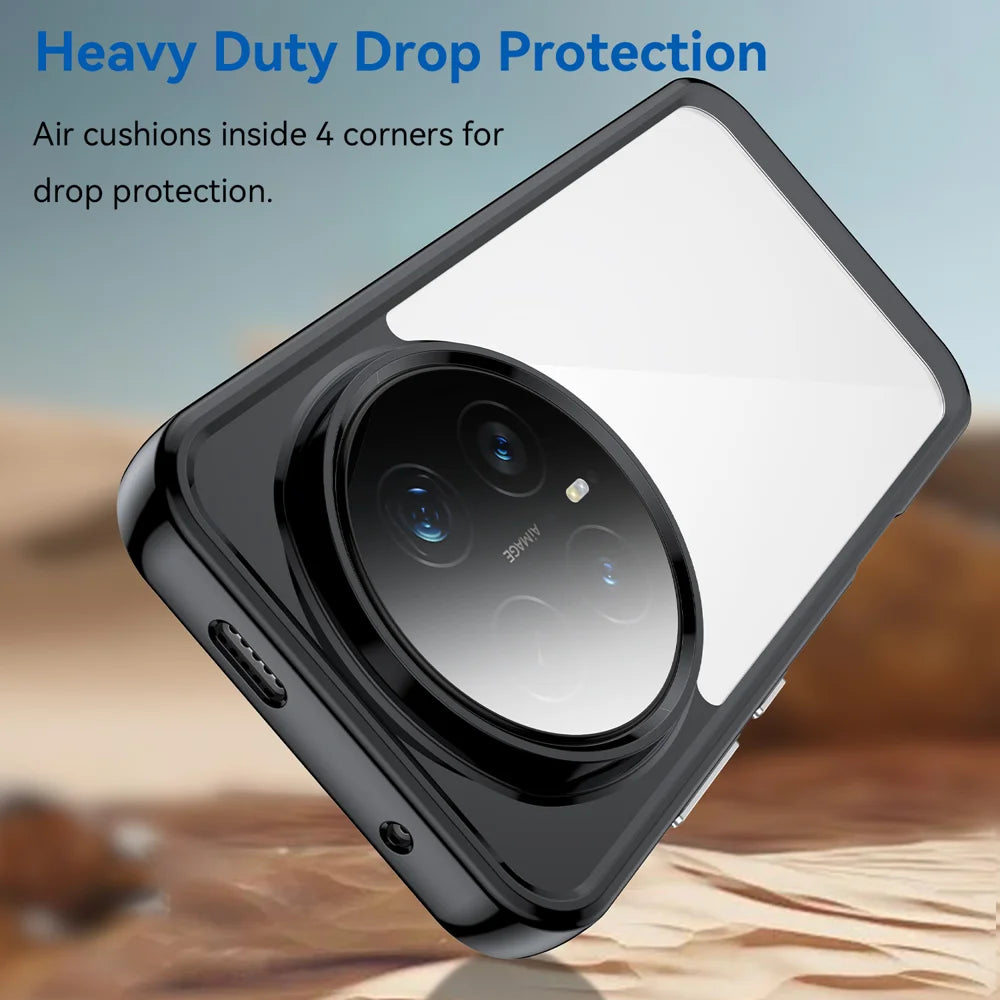 WANLONFENG For Honor Magic8 Pro 5G Phone Case  XC Series TPU Acrylic Cover with Tempered Glass (Big Lens Hole) - Black - 4