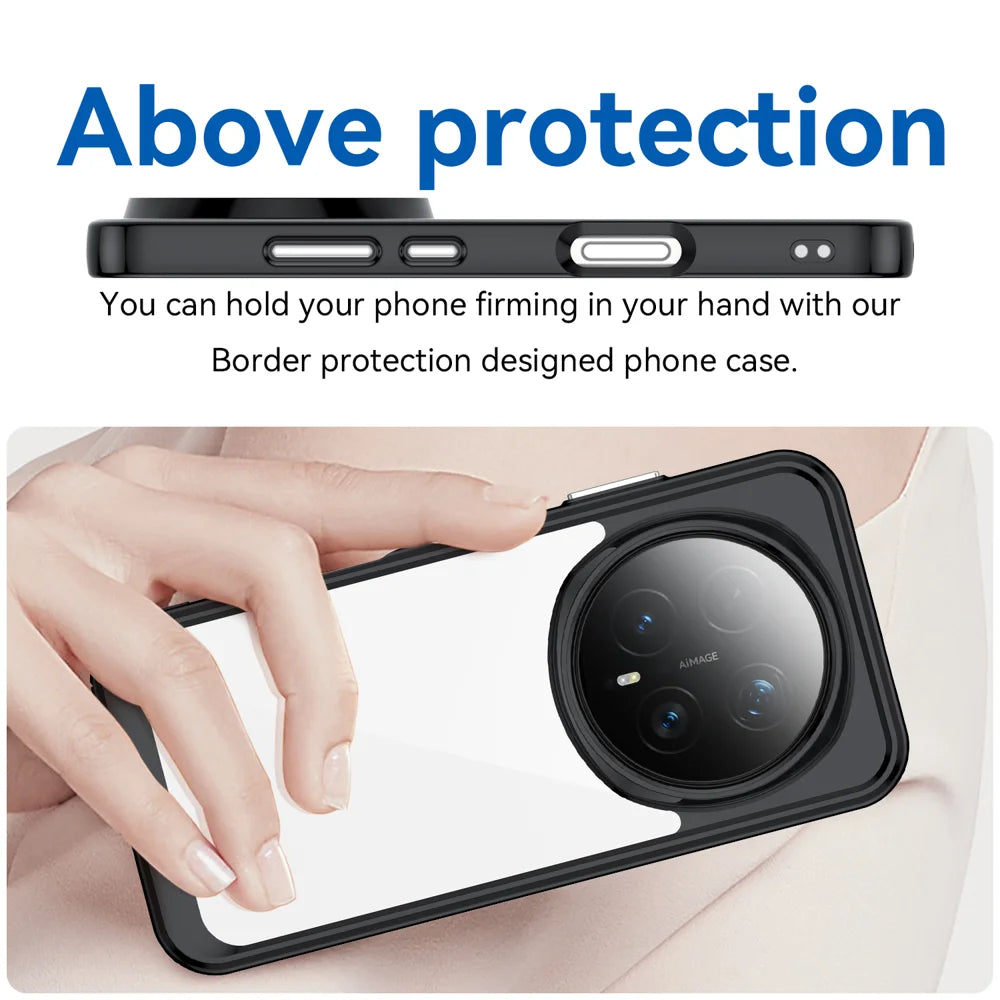 WANLONFENG For Honor Magic8 Pro 5G Phone Case  XC Series TPU Acrylic Cover with Tempered Glass (Big Lens Hole) - Black - 5