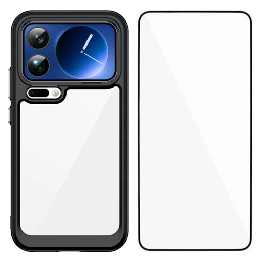WANLONFENG For Xiaomi 17 Pro Max Phone Case  XC Series TPU Acrylic Cover with Tempered Glass (Big Lens Hole) - Black - 1