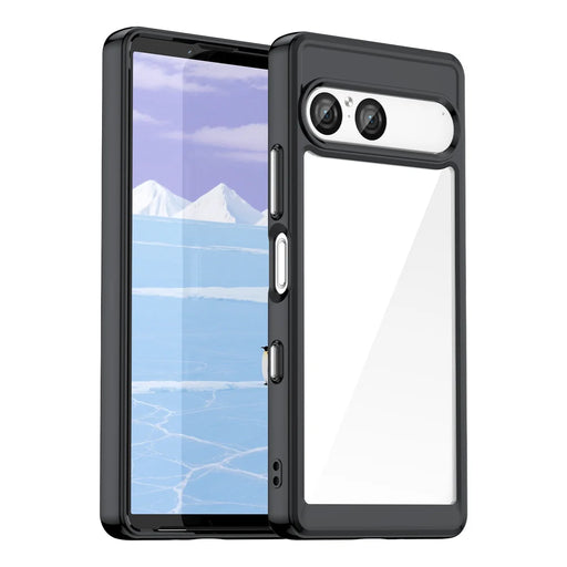 WANLONFENG For Sony Xperia 10 VII Phone Case  XC Series TPU Acrylic Cover with Tempered Glass (Big Lens Hole) - Black - 2