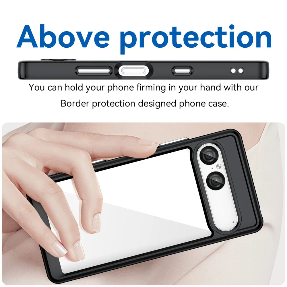WANLONFENG For Sony Xperia 10 VII Phone Case  XC Series TPU Acrylic Cover with Tempered Glass (Big Lens Hole) - Black - 5