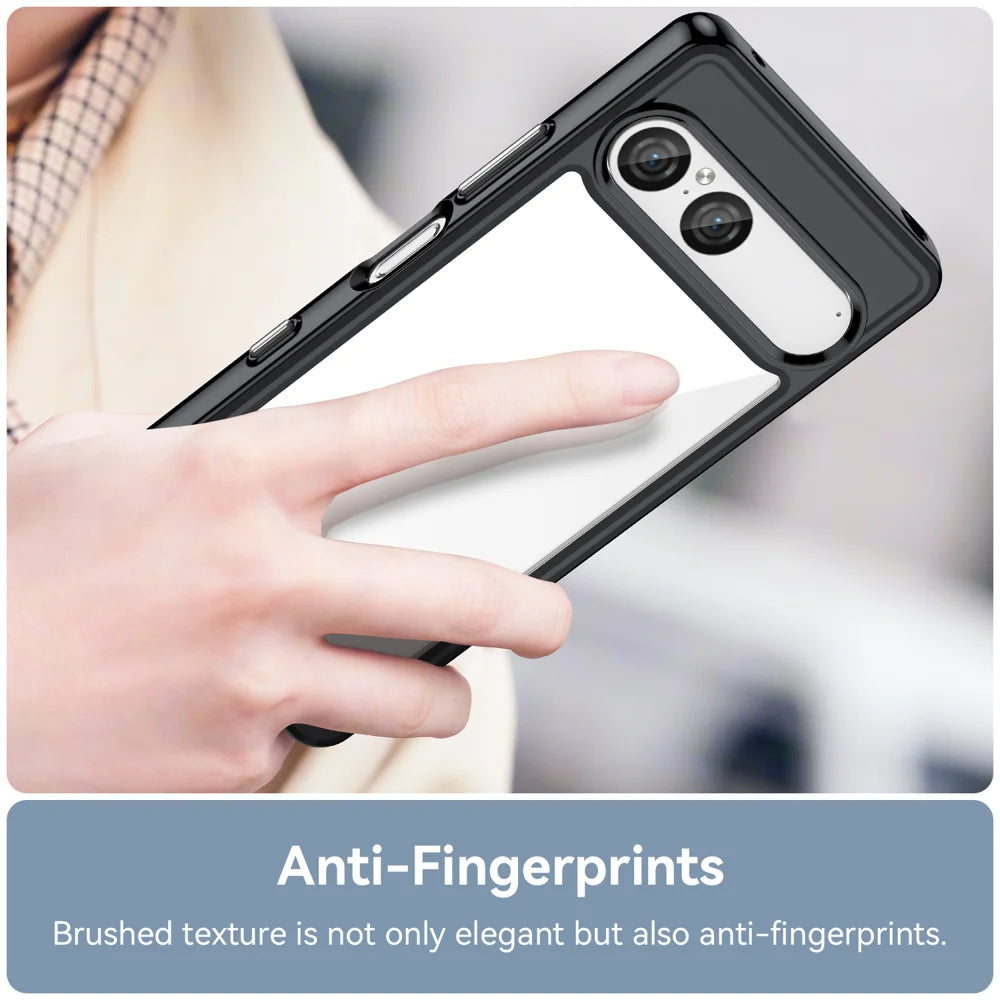 WANLONFENG For Sony Xperia 10 VII Phone Case  XC Series TPU Acrylic Cover with Tempered Glass (Big Lens Hole) - Black - 6