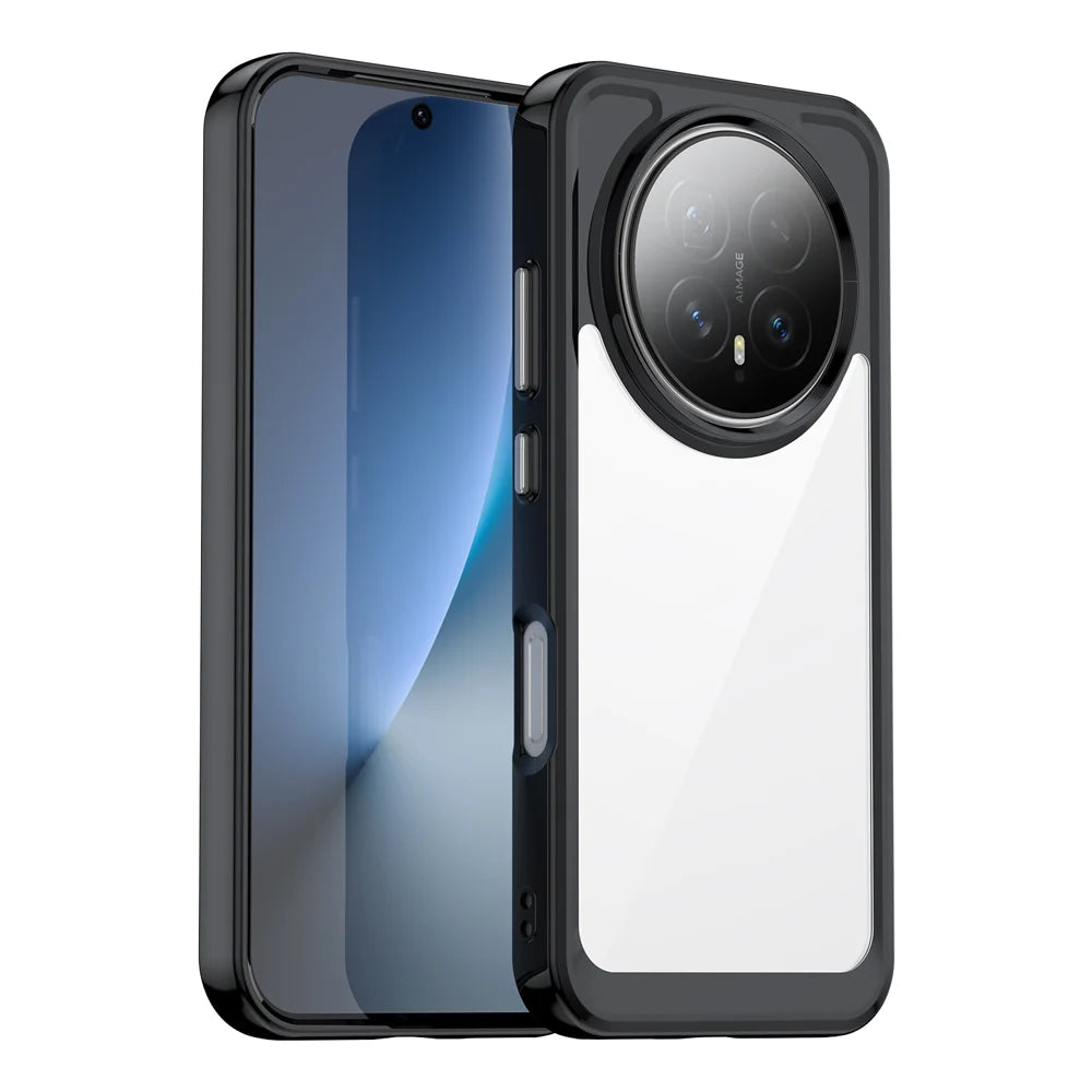 WANLONFENG For Honor Magic8 5G Phone Case  XC Series TPU Acrylic Cover with Tempered Glass (Big Lens Hole) - Black - 2