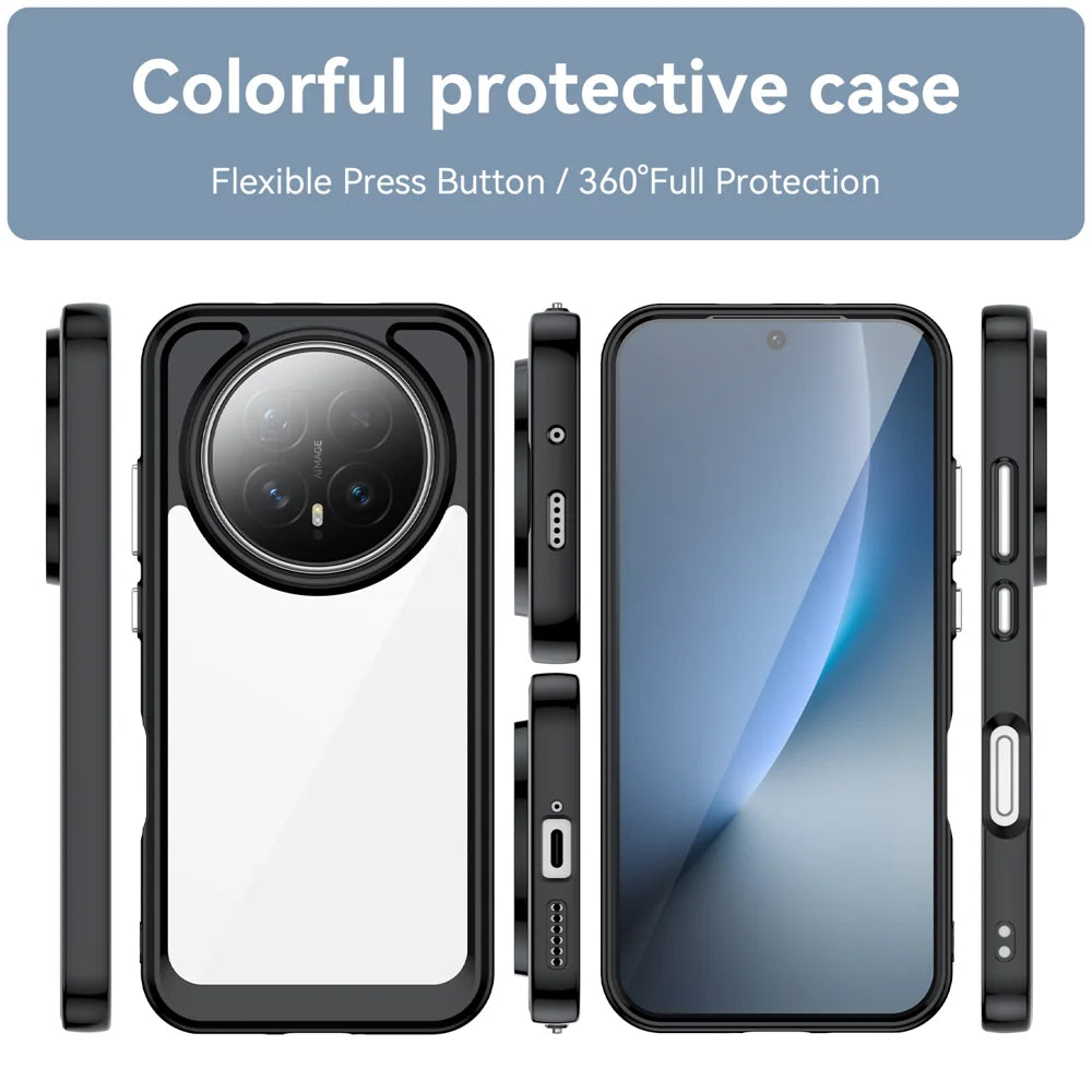 WANLONFENG For Honor Magic8 5G Phone Case  XC Series TPU Acrylic Cover with Tempered Glass (Big Lens Hole) - Black - 3