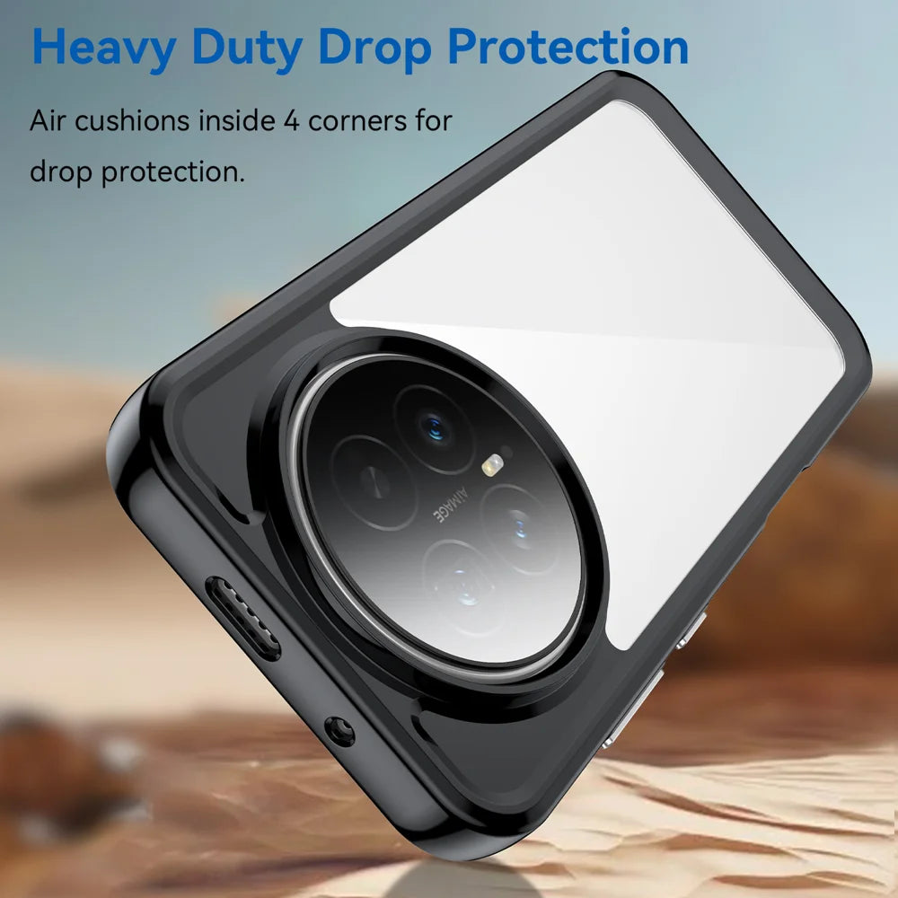 WANLONFENG For Honor Magic8 5G Phone Case  XC Series TPU Acrylic Cover with Tempered Glass (Big Lens Hole) - Black - 4