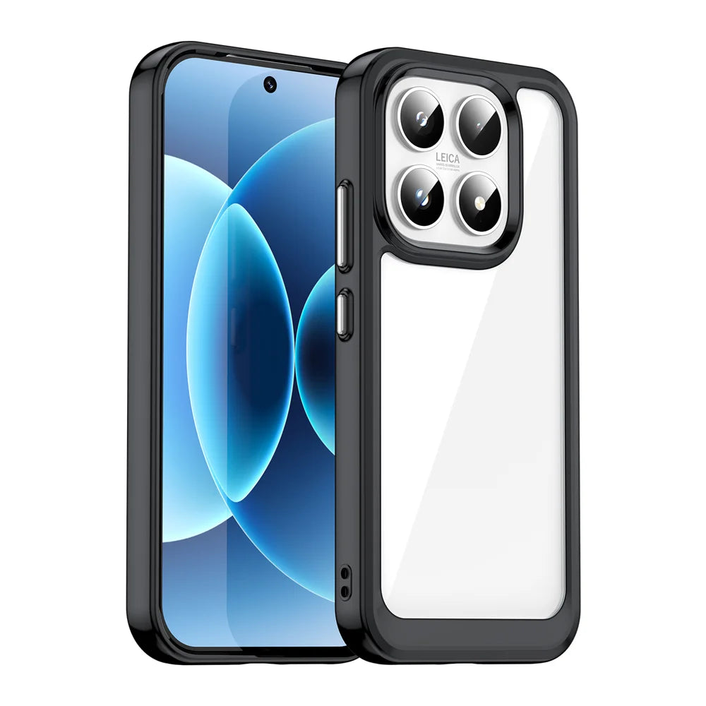 WANLONFENG For Xiaomi 17 Phone Case  XC Series TPU Acrylic Cover with Tempered Glass (Big Lens Hole) - Black - 2