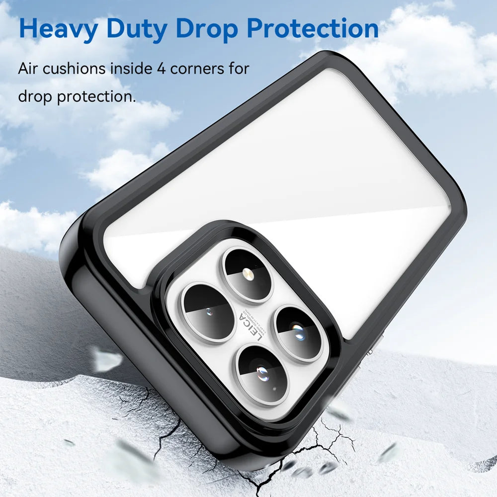 WANLONFENG For Xiaomi 17 Phone Case  XC Series TPU Acrylic Cover with Tempered Glass (Big Lens Hole) - Black - 4