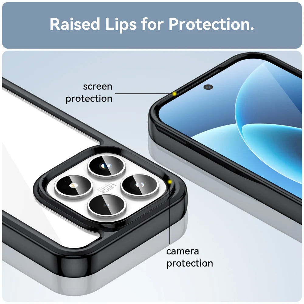 WANLONFENG For Xiaomi 17 Phone Case  XC Series TPU Acrylic Cover with Tempered Glass (Big Lens Hole) - Black - 7