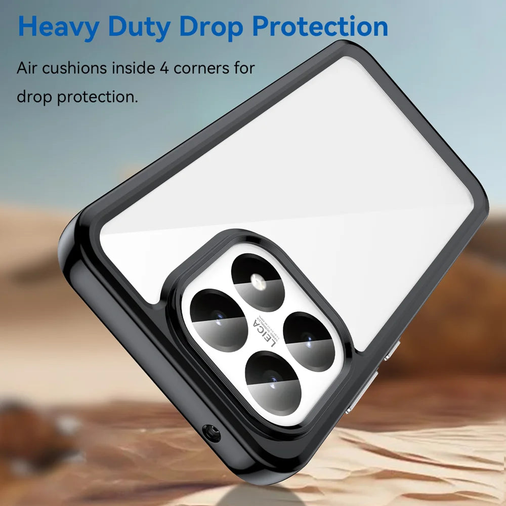WANLONFENG For Xiaomi 15T Phone Case  XC Series TPU Acrylic Cover with Tempered Glass (Big Lens Hole) - Black - 4