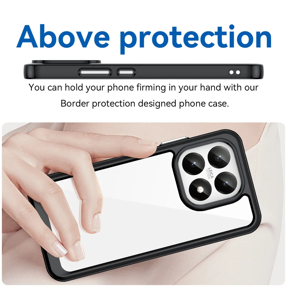 WANLONFENG For Xiaomi 15T Phone Case  XC Series TPU Acrylic Cover with Tempered Glass (Big Lens Hole) - Black - 5