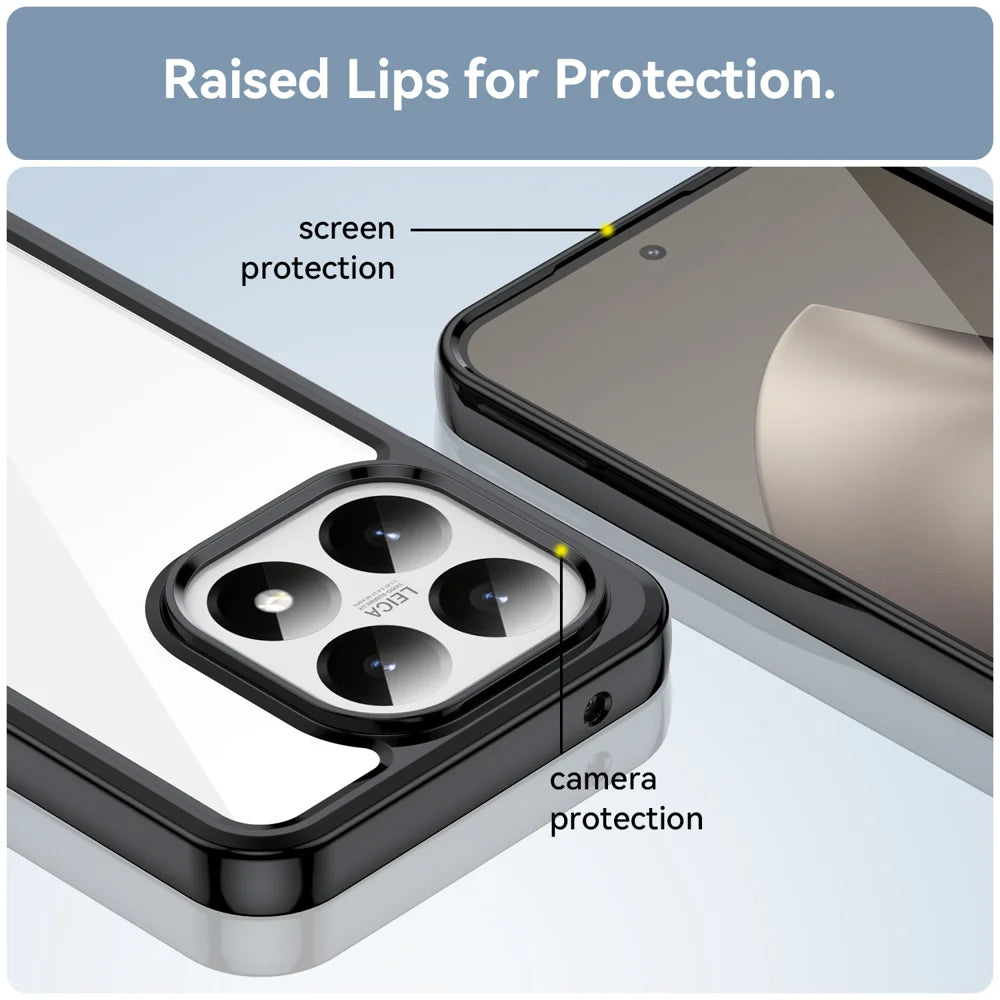 WANLONFENG For Xiaomi 15T Phone Case  XC Series TPU Acrylic Cover with Tempered Glass (Big Lens Hole) - Black - 7