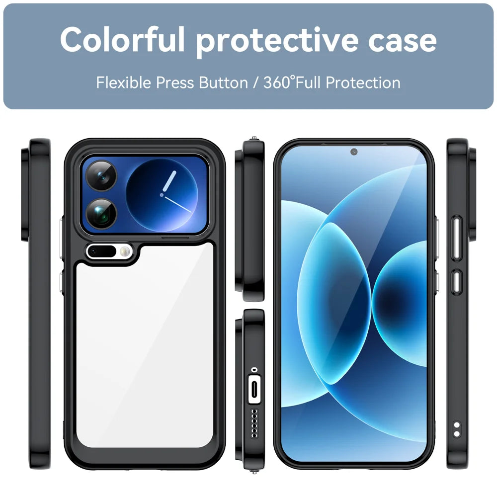 WANLONFENG For Xiaomi 17 Pro Phone Case  XC Series TPU Acrylic Cover with Tempered Glass (Big Lens Hole) - Black - 3