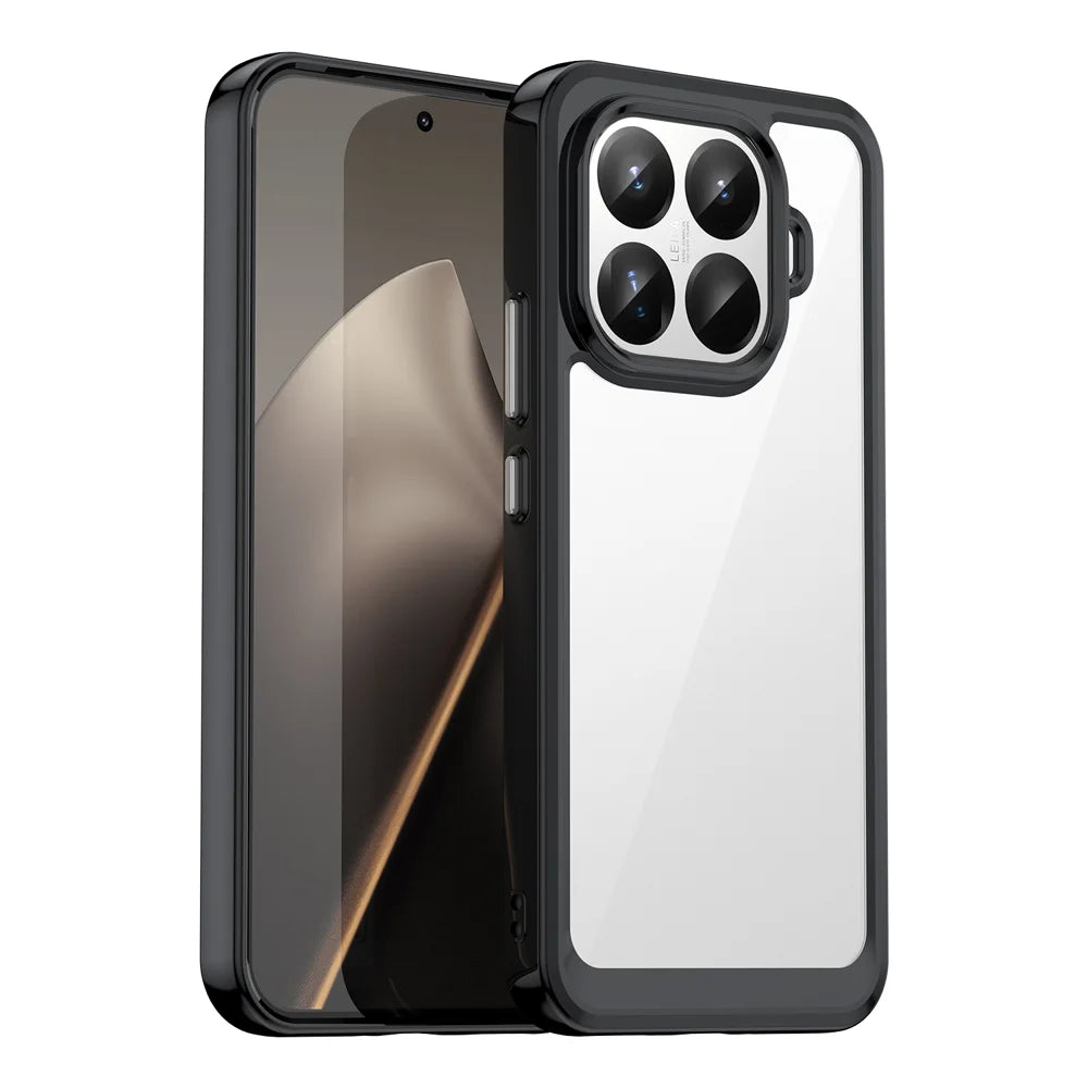 WANLONFENG For Xiaomi 15T Pro Phone Case  XC Series TPU Acrylic Cover with Tempered Glass (Big Lens Hole) - Black - 2