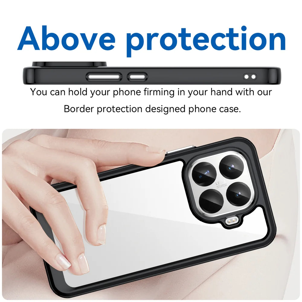 WANLONFENG For Xiaomi 15T Pro Phone Case  XC Series TPU Acrylic Cover with Tempered Glass (Big Lens Hole) - Black - 5