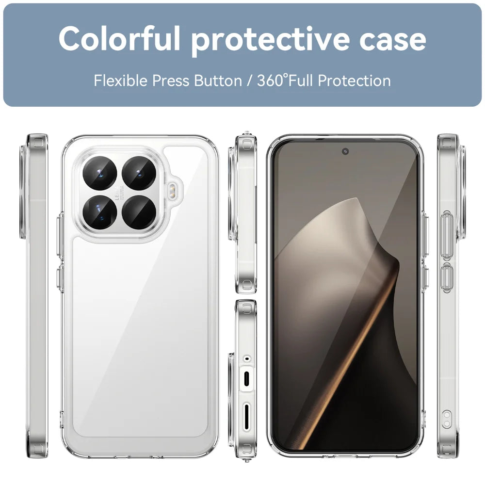 WANLONFENG For Xiaomi 15T Pro Case  MF Series TPU Acrylic Clear Phone Cover with Tempered Glass Film - Transparent - 3