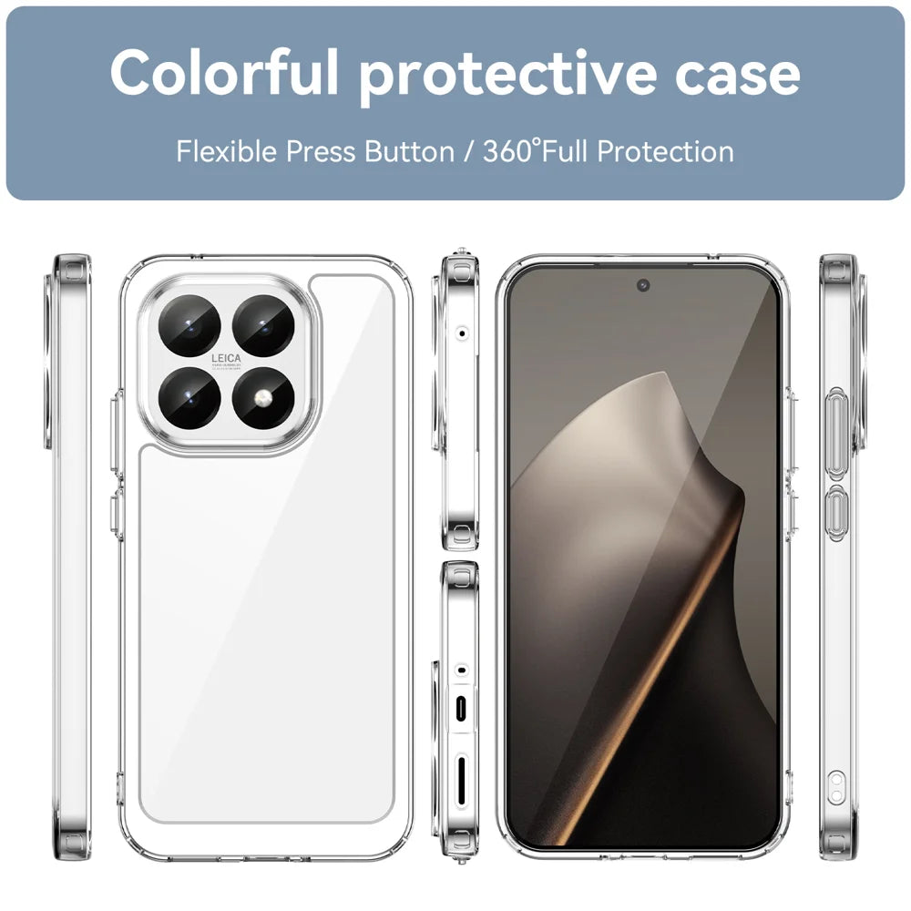 WANLONFENG For Xiaomi 15T Case  MF Series TPU Acrylic Clear Phone Cover with Tempered Glass Film - Transparent - 3
