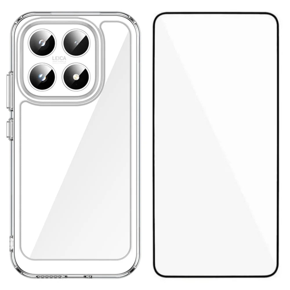 WANLONFENG For Xiaomi 17 Case  MF Series TPU Acrylic Clear Phone Cover with Tempered Glass Film - Transparent - 1