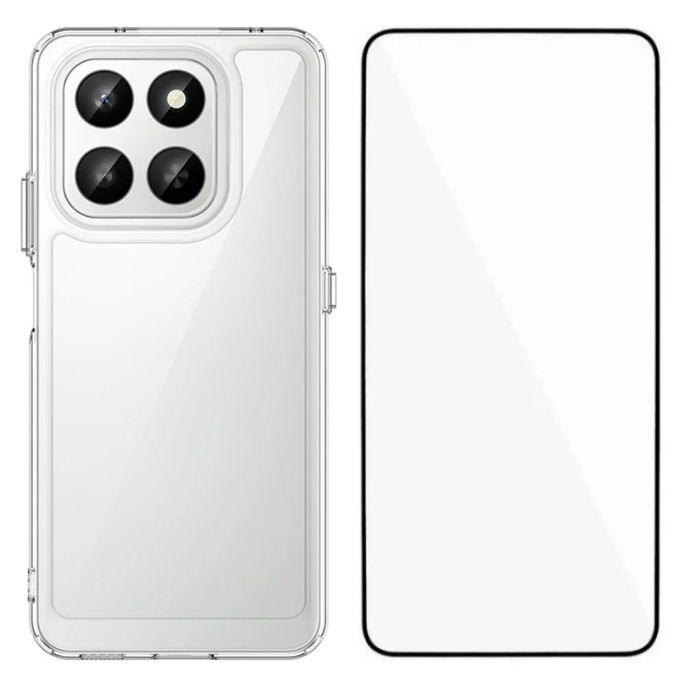 WANLONFENG For Honor 400 Smart 4G / Honor X7d 4G / Honor 400 Smart 5G Case  MF Series TPU Acrylic Clear Phone Cover with Tempered Glass Film - Transparent - 1