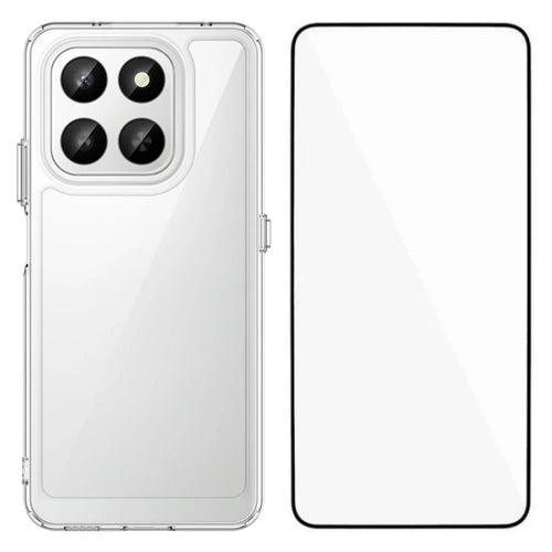 WANLONFENG For Honor 400 Smart 4G / Honor X7d 4G / Honor 400 Smart 5G Case  MF Series TPU Acrylic Clear Phone Cover with Tempered Glass Film - Transparent - 1