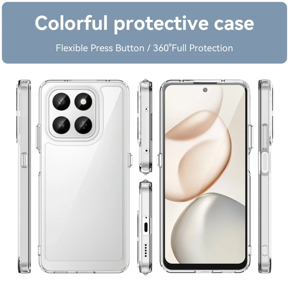 WANLONFENG For Honor 400 Smart 4G / Honor X7d 4G / Honor 400 Smart 5G Case  MF Series TPU Acrylic Clear Phone Cover with Tempered Glass Film - Transparent - 3