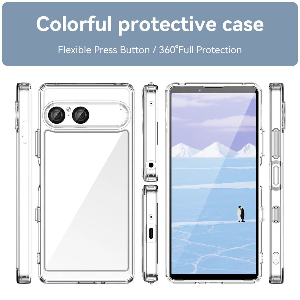 WANLONFENG For Sony Xperia 10 VII Case  MF Series TPU Acrylic Clear Phone Cover with Tempered Glass Film - Transparent - 3