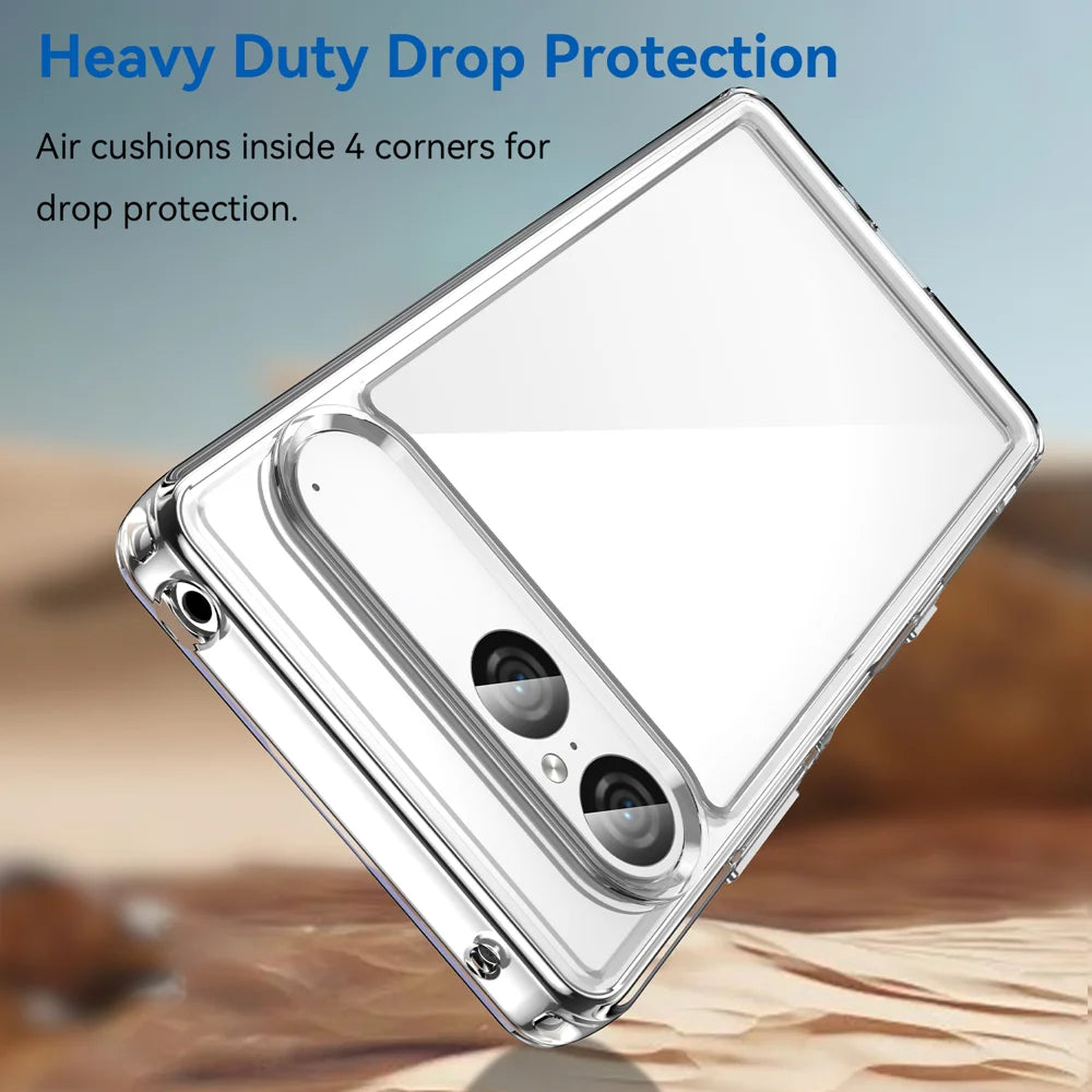 WANLONFENG For Sony Xperia 10 VII Case  MF Series TPU Acrylic Clear Phone Cover with Tempered Glass Film - Transparent - 4