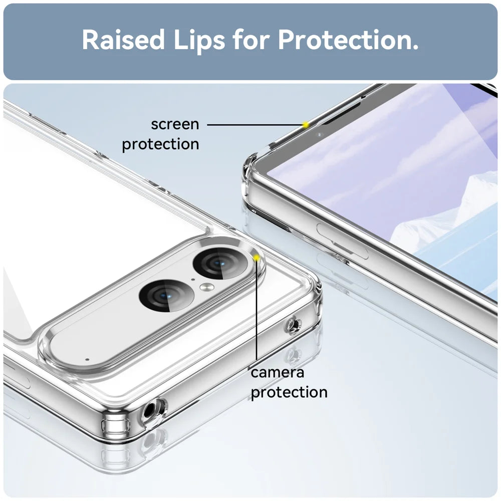 WANLONFENG For Sony Xperia 10 VII Case  MF Series TPU Acrylic Clear Phone Cover with Tempered Glass Film - Transparent - 7