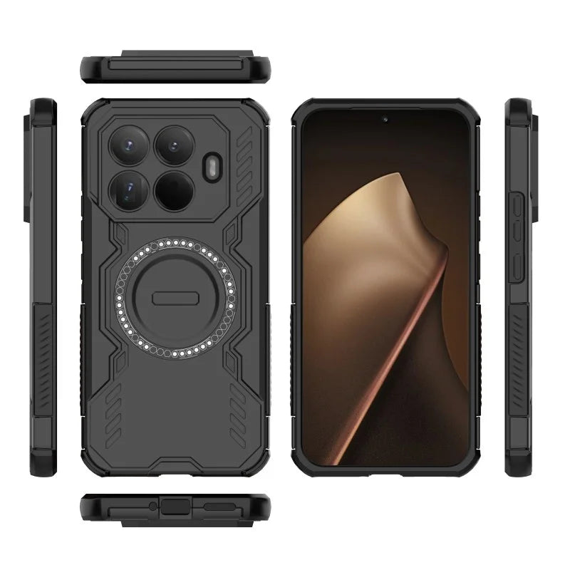 WANLONFENG For Xiaomi 15T Pro Magnetic Case  DJ Series PC TPU Phone Cover with 2Pcs Tempered Glass Film - Black - 2