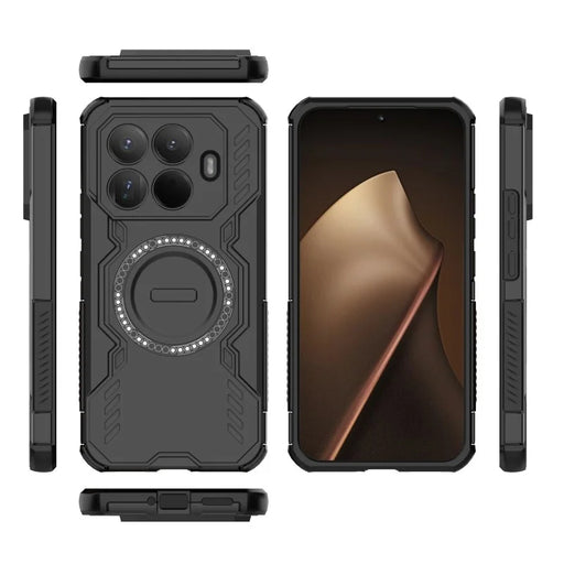 WANLONFENG For Xiaomi 15T Pro Magnetic Case  DJ Series PC TPU Phone Cover with 2Pcs Tempered Glass Film - Black - 2