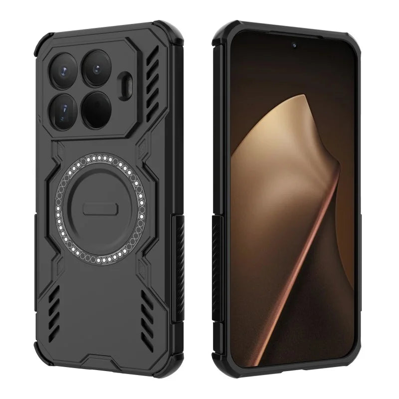 WANLONFENG For Xiaomi 15T Pro Magnetic Case  DJ Series PC TPU Phone Cover with 2Pcs Tempered Glass Film - Black - 3