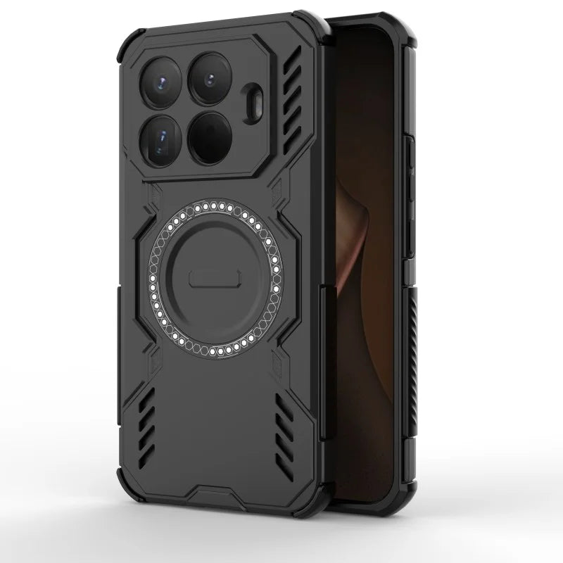 WANLONFENG For Xiaomi 15T Pro Magnetic Case  DJ Series PC TPU Phone Cover with 2Pcs Tempered Glass Film - Black - 4