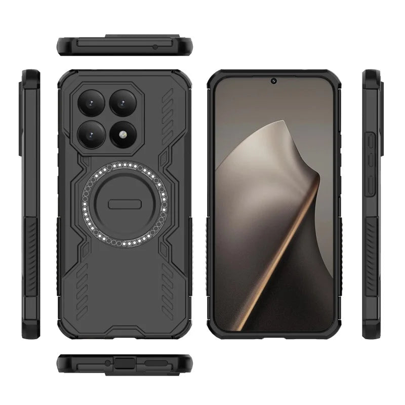 WANLONFENG For Xiaomi 15T Magnetic Case  DJ Series PC TPU Phone Cover with 2Pcs Tempered Glass Film - Black - 2