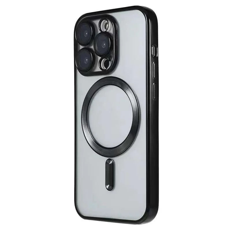 For iPhone 14 Pro Magnetic Case CD Veins Glass Lens Guard TPU Phone Back Cover - Black - 1