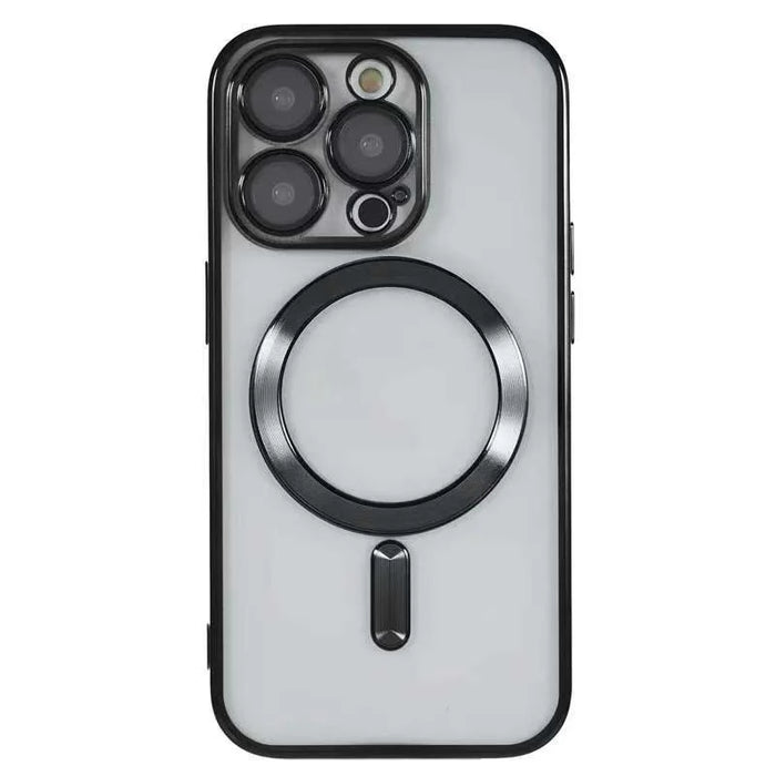 For iPhone 14 Pro Magnetic Case CD Veins Glass Lens Guard TPU Phone Back Cover - Black - 3
