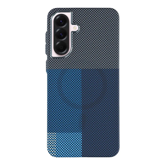 For Samsung Galaxy A56 5G Magnetic Case Water Transfer Printing Metal Frame PC Phone Back Cover - Square Blue - 1