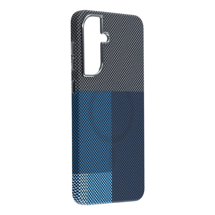 For Samsung Galaxy A56 5G Magnetic Case Water Transfer Printing Metal Frame PC Phone Back Cover - Square Blue - 2